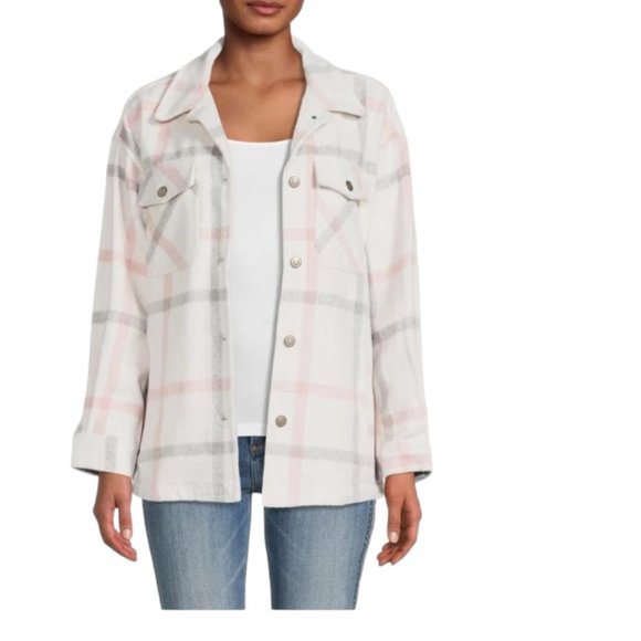 NEW Buckle Ashley by 26 International Mauve Plaid Shacket Jacket - Picture 3 of 14